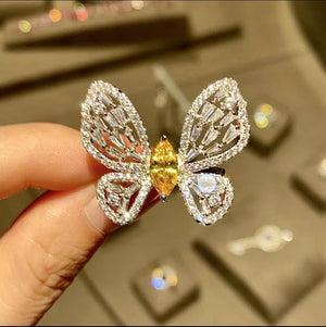 319【BETXEU】S925 Silver Butterfly Natural Stone Ring 319【BETXEU】S925 Silver Butterfly Natural Stone Ring