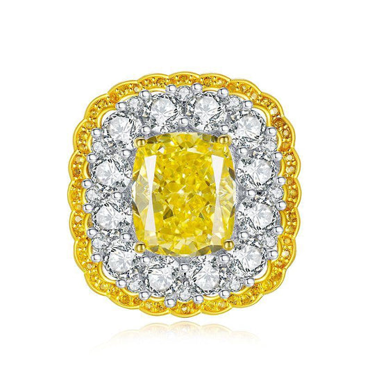 373【BETXEU】Golden Citrine Radiance S925 YELLOW STONE Ring
