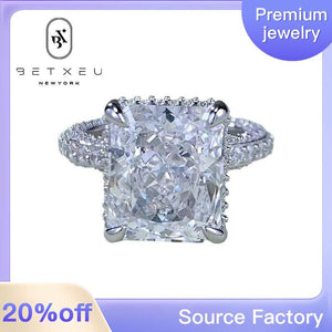 80【BETXEU】 2023 New S925 Silver High-Carbon Ring 10*12 stone 80【BETXEU】 2023 New S925 Silver High-Carbon Ring 10*12 stone