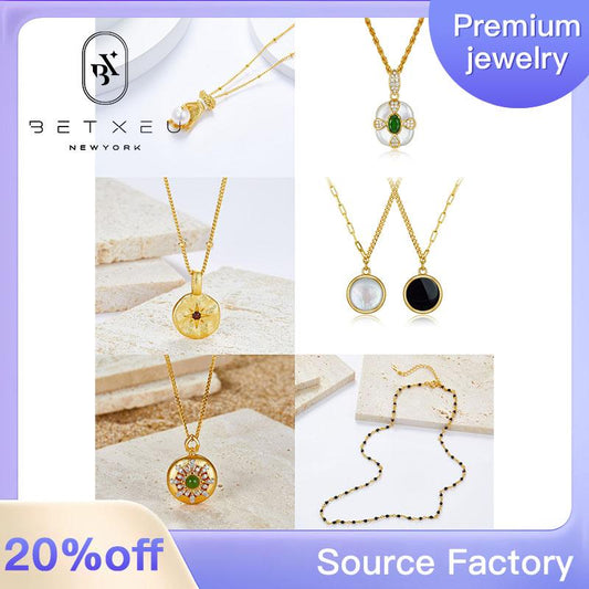 116【BETXEU】Vintage 925 Silver Necklace with Antique Textured Minimalist Layered Pendant