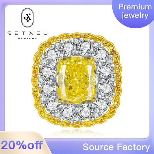 373【BETXEU】Golden Citrine Radiance S925 YELLOW STONE Ring