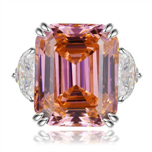 374【BETXEU】Rosy Cheeks Rectangular 15 Carat Sunset Orange-Pink Asher Cut Gemstone S925 Silver ring 374【BETXEU】Rosy Cheeks Rectangular 15 Carat Sunset Orange-Pink Asher Cut Gemstone S925 Silver ring
