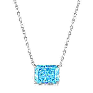 BETXEU】 S925 Ice flower cutting high carbon square necklace BETXEU】 S925 Ice flower cutting high carbon square necklace
