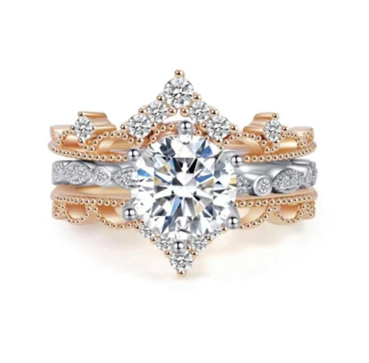 317【BETXEU】Miss Hepburn S925 Silver Moissanite Ring 2 Carats Latest Design