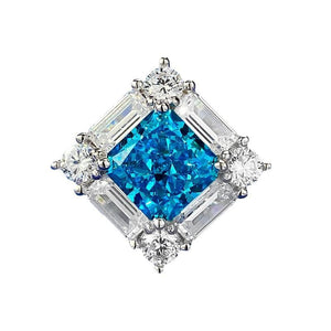 184【BETXEU】S925 Sea blue square ring high carbon 184【BETXEU】S925 Sea blue square ring high carbon