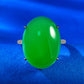 375【BETXEU] High Ice Green Jadeite Elegant Style Large Oval 15*20mm Agate S925 Ring