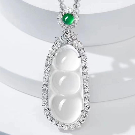 247 [BETXEU]  s925 White Ice Chalcedony Necklace