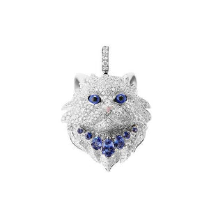 171【BETXEU】S925 blue Persian cat necklace