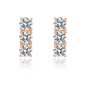 279[BETXEU JEWELRY] 3-stone Moissanite Earring with Screw Back