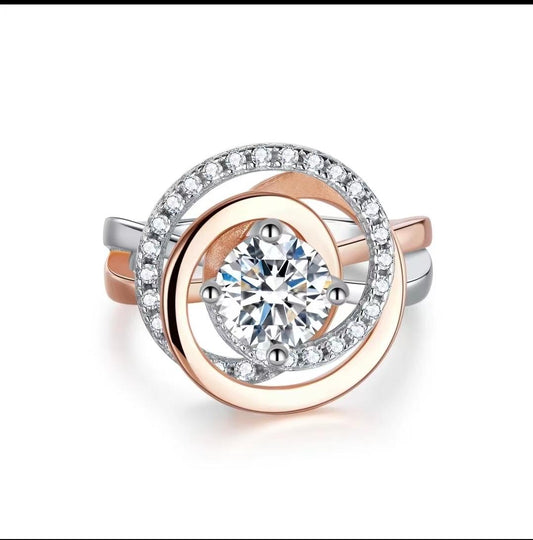 311 [BETXEU] Lucky rose rotating ring one carat moissanite sterling silver S925 Ring