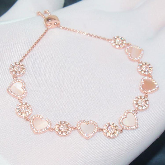 [BETXUE G18]  Pink flamingo heart S925 bracelet