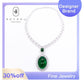259 [BETXEU] S925 Green Vintage Style Inlay Necklace