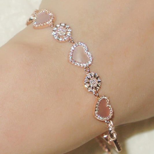 [BETXUE G18]  Pink flamingo heart bracelet