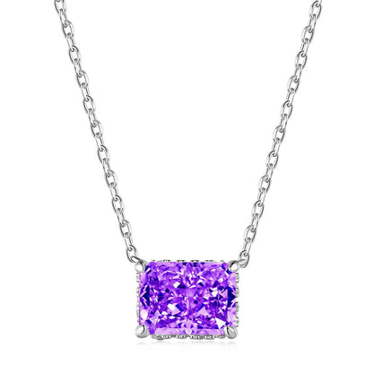 BETXEU】 S925 Ice flower cutting high carbon square necklace