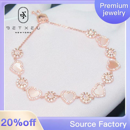 [BETXUE G18]  Pink flamingo heart S925 bracelet