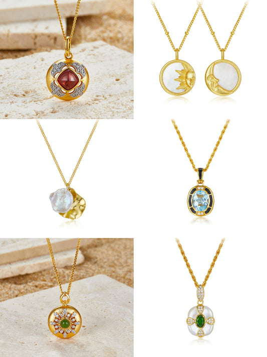 117【BETXEU】Vintage 925 Silver Necklace with Antique Textured Minimalist Layered Pendant