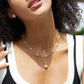116【BETXEU】Vintage 925 Silver Necklace with Antique Textured Minimalist Layered Pendant