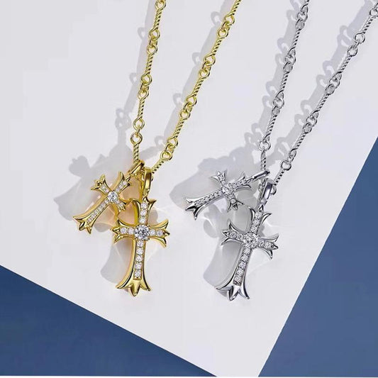 239 [BETXEU] S925 Double cross necklace