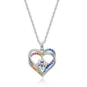 226 [BETXEU] S925 silver Rainbow love pendant necklace