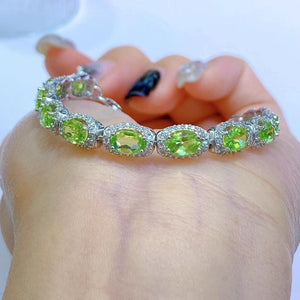 185【BETXEU】S925 Peridot green bracelet Ethnic