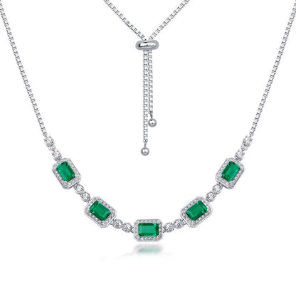 228 [BETXEU]  S925 silver colorful green necklace