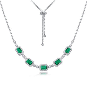 228 [BETXEU]  S925 silver colorful green necklace
