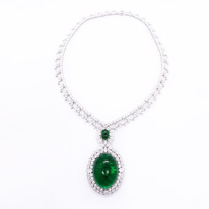 259 [BETXEU] S925 Green Vintage Style Inlay Necklace