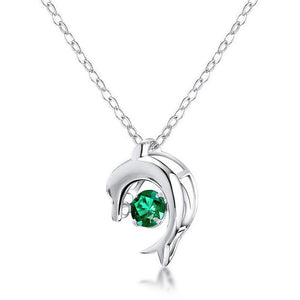 227 [BETXEU] S925 green Dolphin Necklace